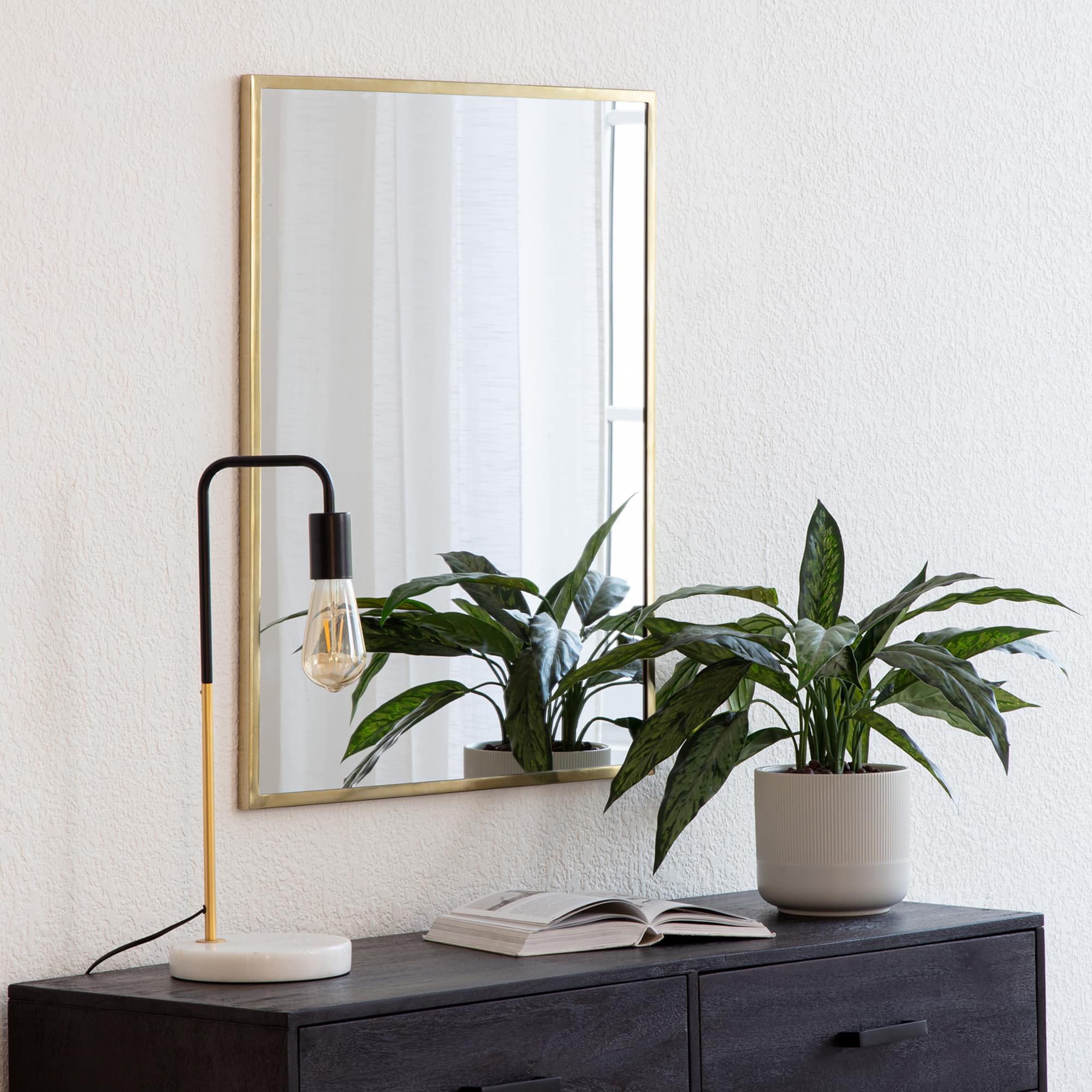 Habitat Laia 30" Golden Rectangular Wall Mirror